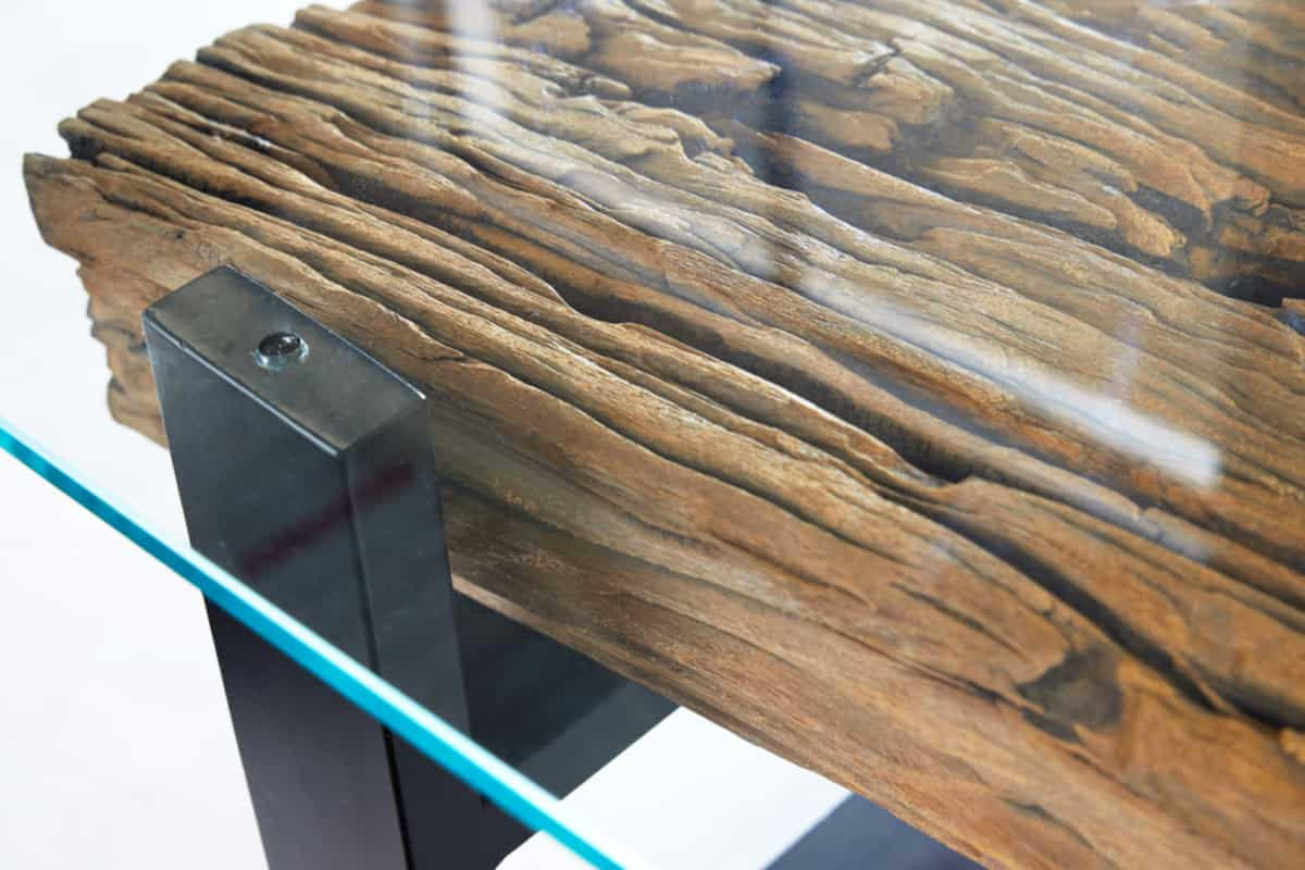 COUCHTISCH BARRACUDA Teakholz rechteckig Natur|Transparent|Schwarz 130cm - Transparent/Schwarz, Glas/Holz (70/130/42cm) - riess-ambiente