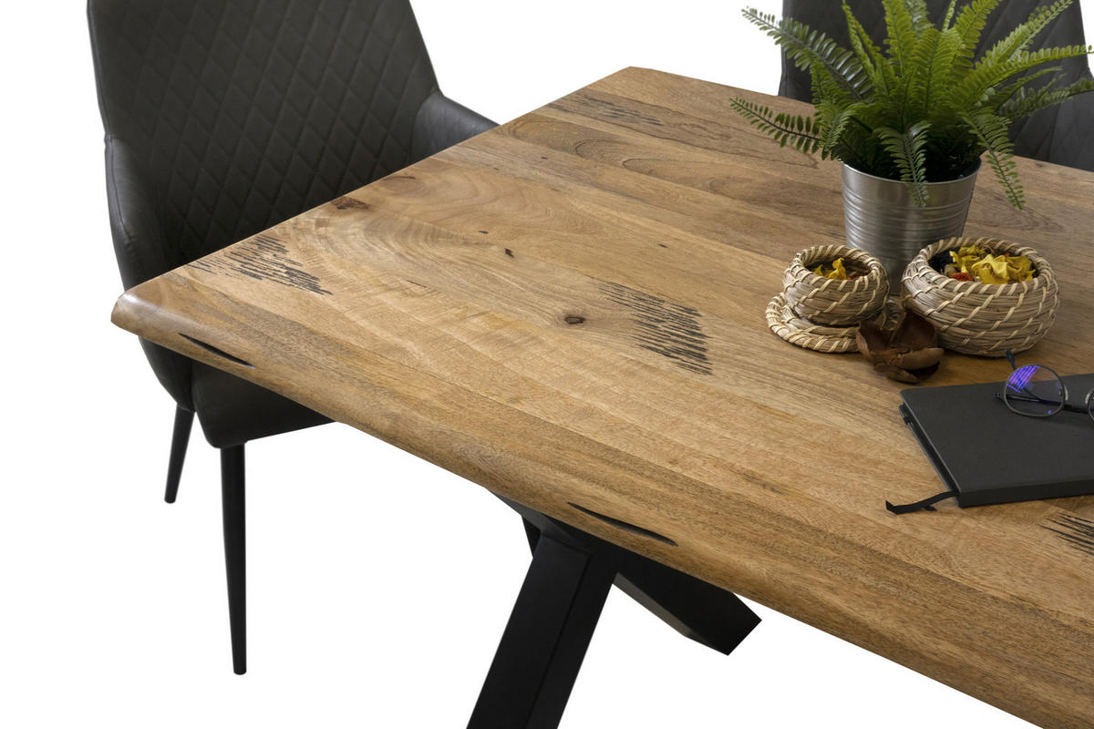 ESSTISCH TIGER X - Beige/Schwarz, Holz/Metall (90/180/77cm) - SAM