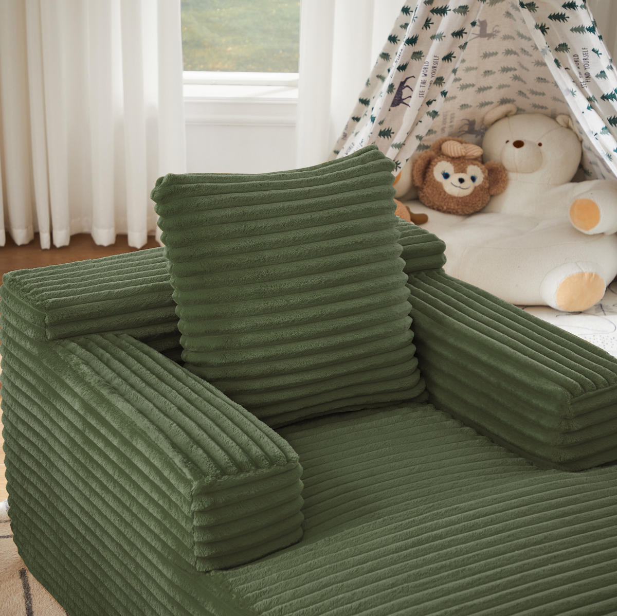 CHAISELONGUE aus Cord Grün ohne Aufbau - Grün, Kunststoff (81.03/49.78/116.84cm) - Meubliv