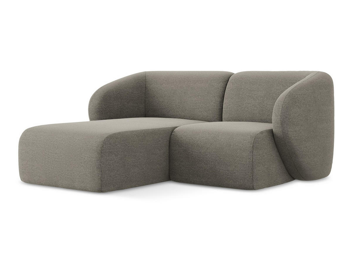ECKSOFA Links Bouclé Stoff Grau - Schwarz/Grau, Holzwerkstoff/Kunststoff (178/166cm) - Makamii