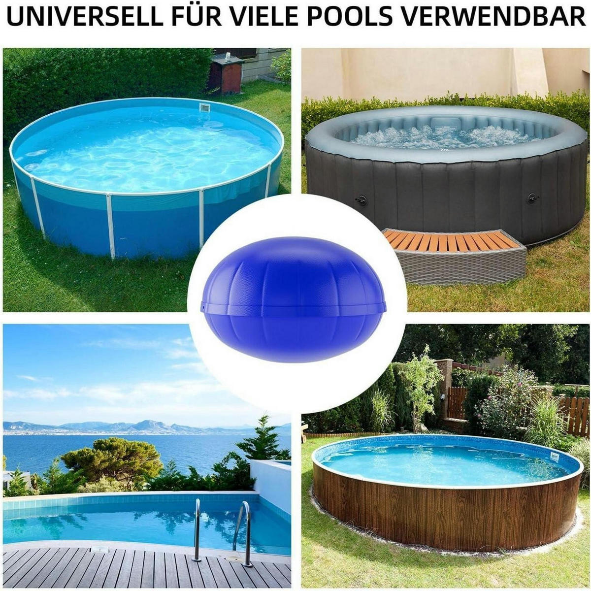 POOLKISSEN 120 x 120 cm Winter Luftkissen Rund - Blau, Kunststoff (120/120cm)