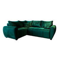 ECKSOFA MADISON L L-S Grün Plüsch-Stoff mit Schlaffunktion - Grün, Holz (235/175cm) - MASSENO