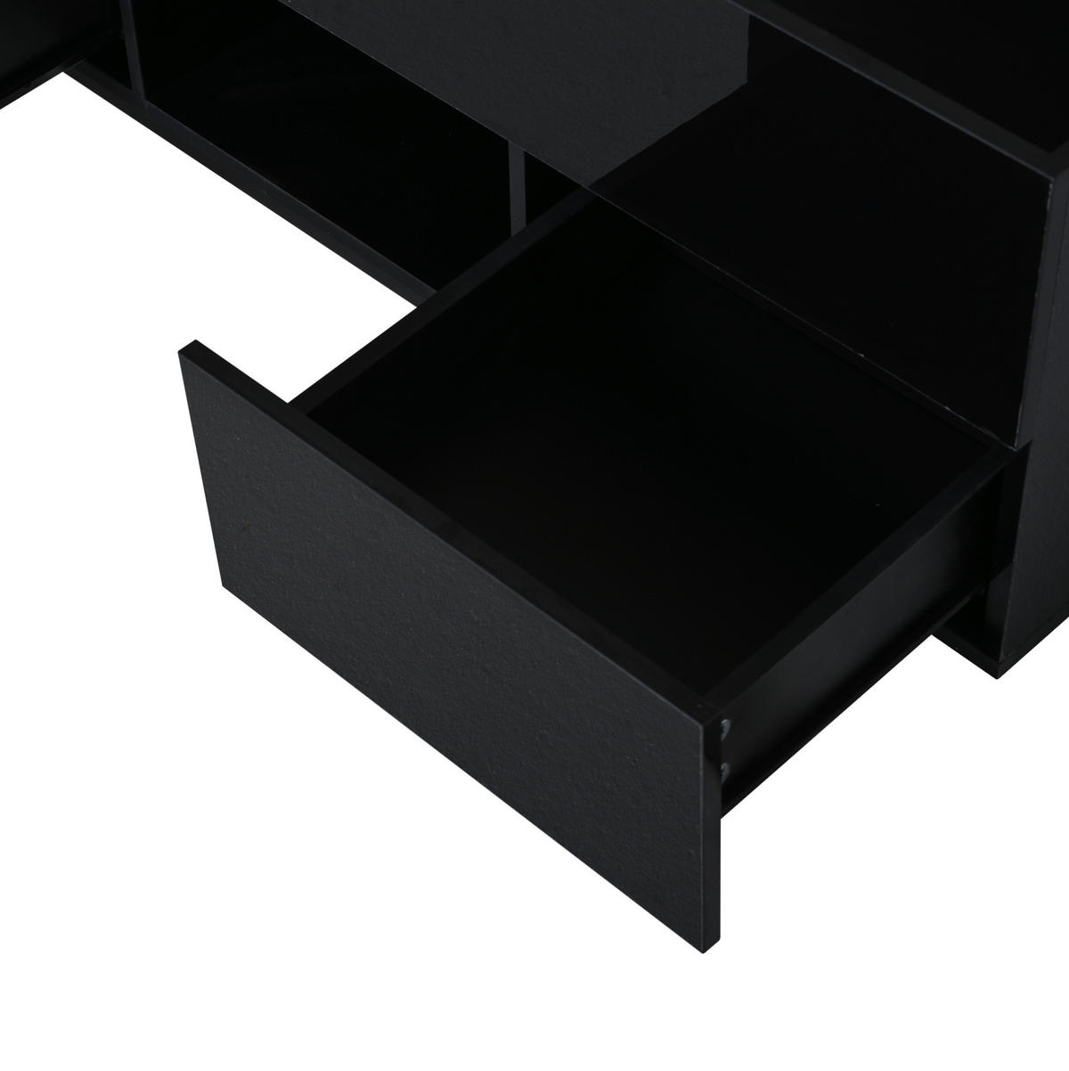 COUCHTISCH aus Spanplatte 100x45x43 cm in Schwarz mit LED & Höhenverstellung - Schwarz, Holzwerkstoff (100/45/43cm) - Modfu