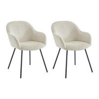 STUHL mit Armlehnen 2er-Set - Cord & schwarzes Metall - Beige - MARENZIA - Beige, Textil (58/82.5/62cm) - Vente-Unique