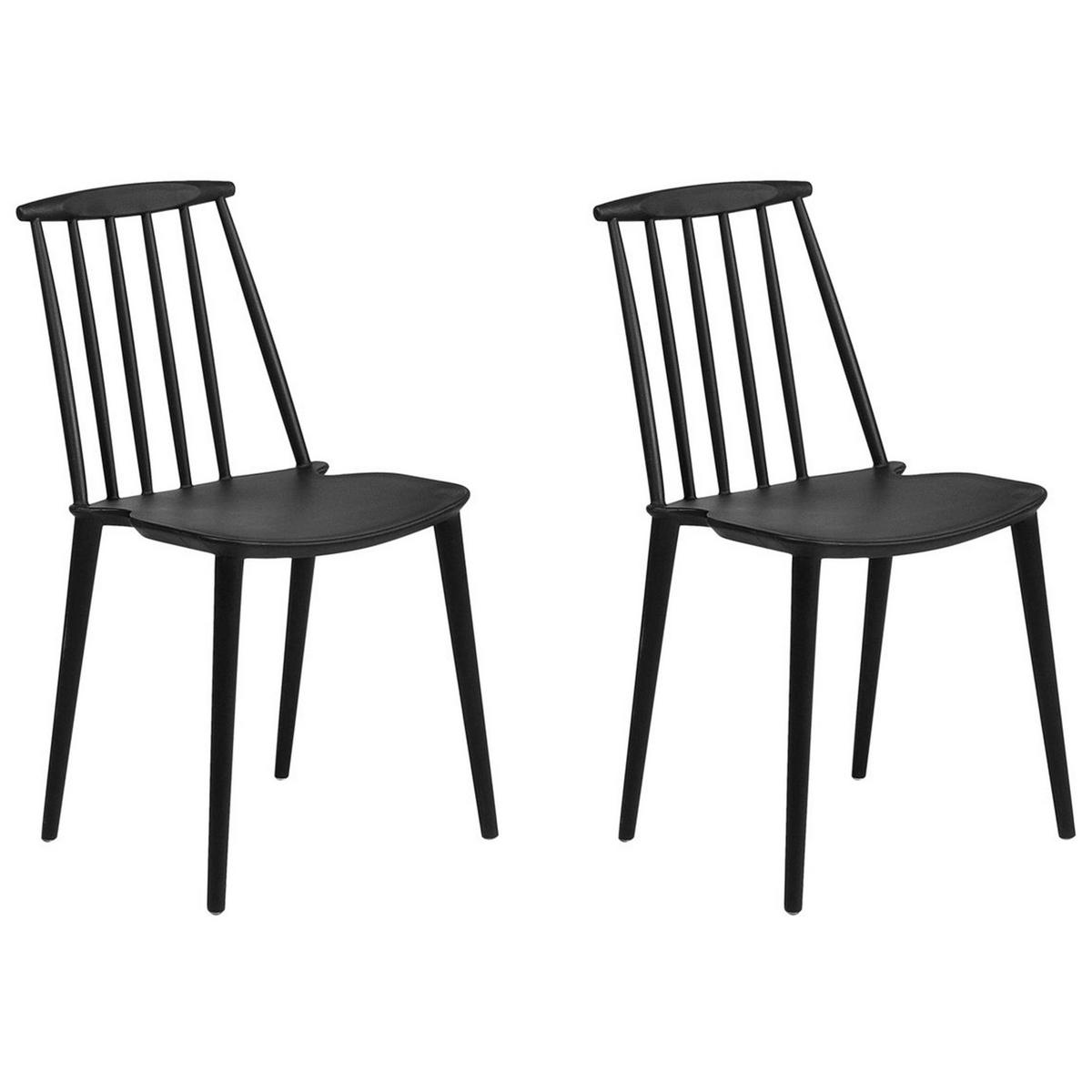 ESSZIMMERSTUHL 2er-Set Kunststoff Schwarz Ventnor - Schwarz, Kunststoff (49/83/41cm) - Beliani