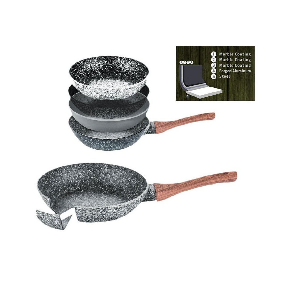 WOK Grau 24/24/7 cm KH1583 - Grau, Glas (24cm) - Kinghoff 