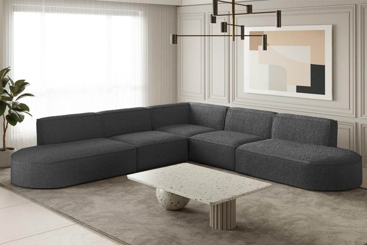 ECKSOFA Universal Palma Ascot Bukla - Graphitfarben, Holzwerkstoff/Textil (276/276cm) - Fun Möbel