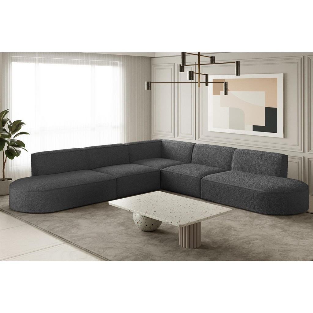 Thumbnail - Fun Möbel Ecksofa, Graphit, Textil, L-Form, 276x276 cm, Wohnzimmer, Sofas & Couches, Wohnlandschaften, Ecksofas
