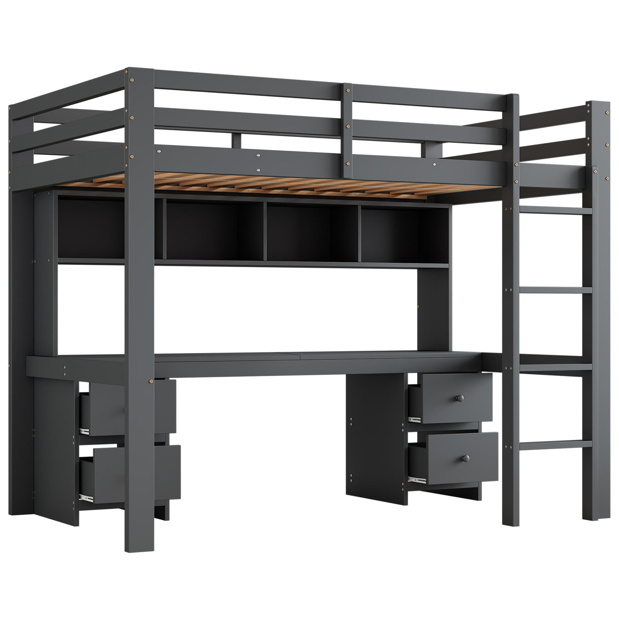 Ivmeu Hochbett Grau 90x200 cm
