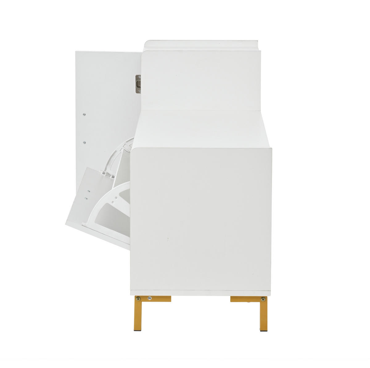 SCHUHSCHRANK aus Spanplatte 100x38x68cm in Weiß mit Sitzkissen - Weiß, Holzwerkstoff (100/68/38cm) - Modfu