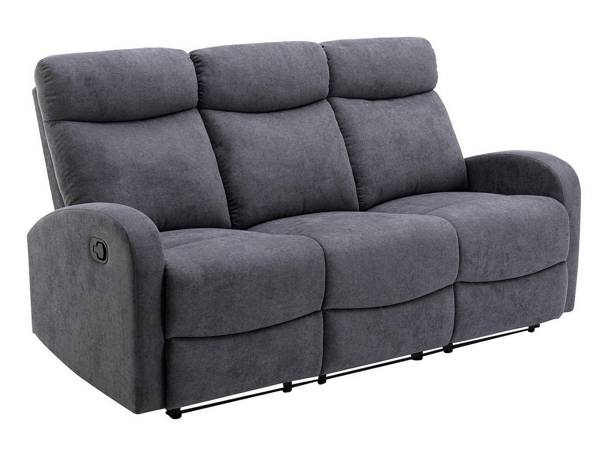 COUCHGARNITUR Relax 3+2 - Stoff - Grau - EVELYN - Dunkelgrau, Textil (180/100/95cm) - Vente-Unique