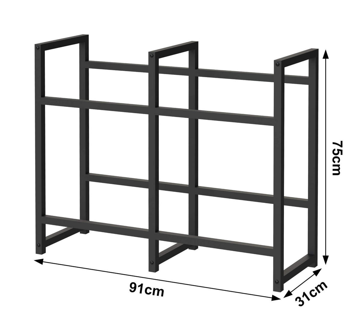 GETRÄNKEKISTENREGAL 4 Kisten Schwarz Metall 91 cm Stehend - Schwarz, Metall (91/75/31cm) - DanDiBo