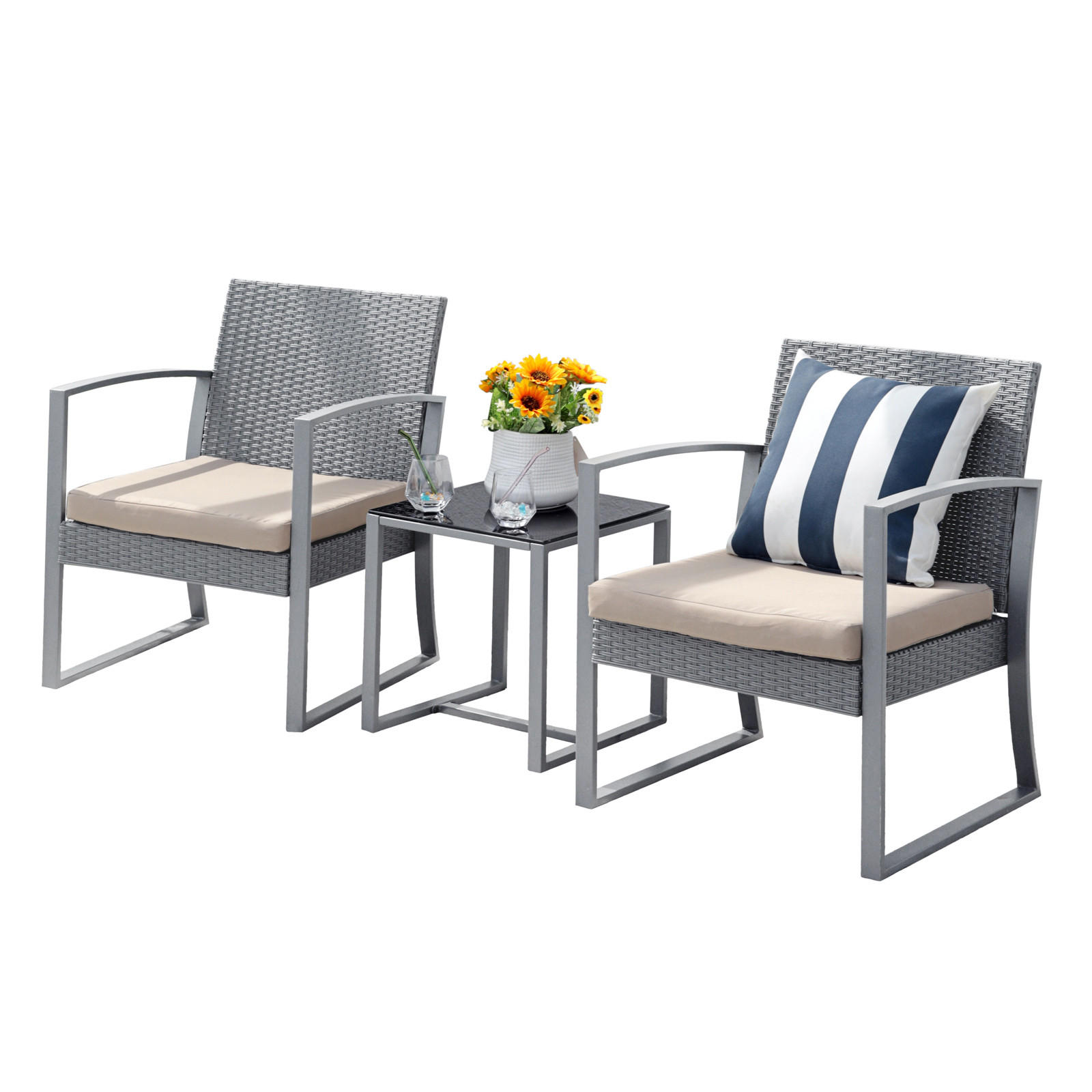 GARTENSET Lois L Grau/Beige - Beige/Grau, Kunststoff - SVITA