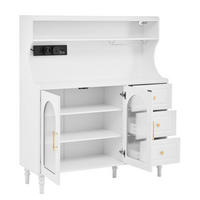 BUFFETSCHRANK 120/40/138,5 cm mit Steckdose, USB- und USB-C-Anschluss, Glashalter und 3 Schubladen, MDF, Weiß - Weiß, Holzwerkstoff (120/138.5/40cm) - Redom