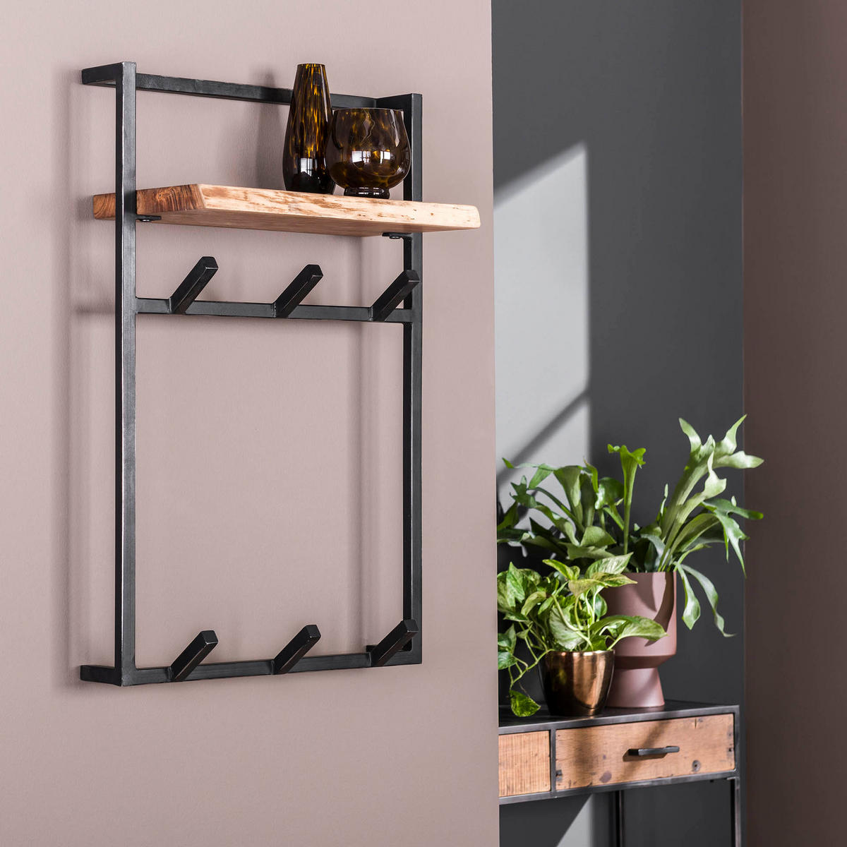 WANDGARDEROBE Air Solid Braun 80/51/30 cm - Braun, Holz (51/30/80cm) - Hoyz Collection
