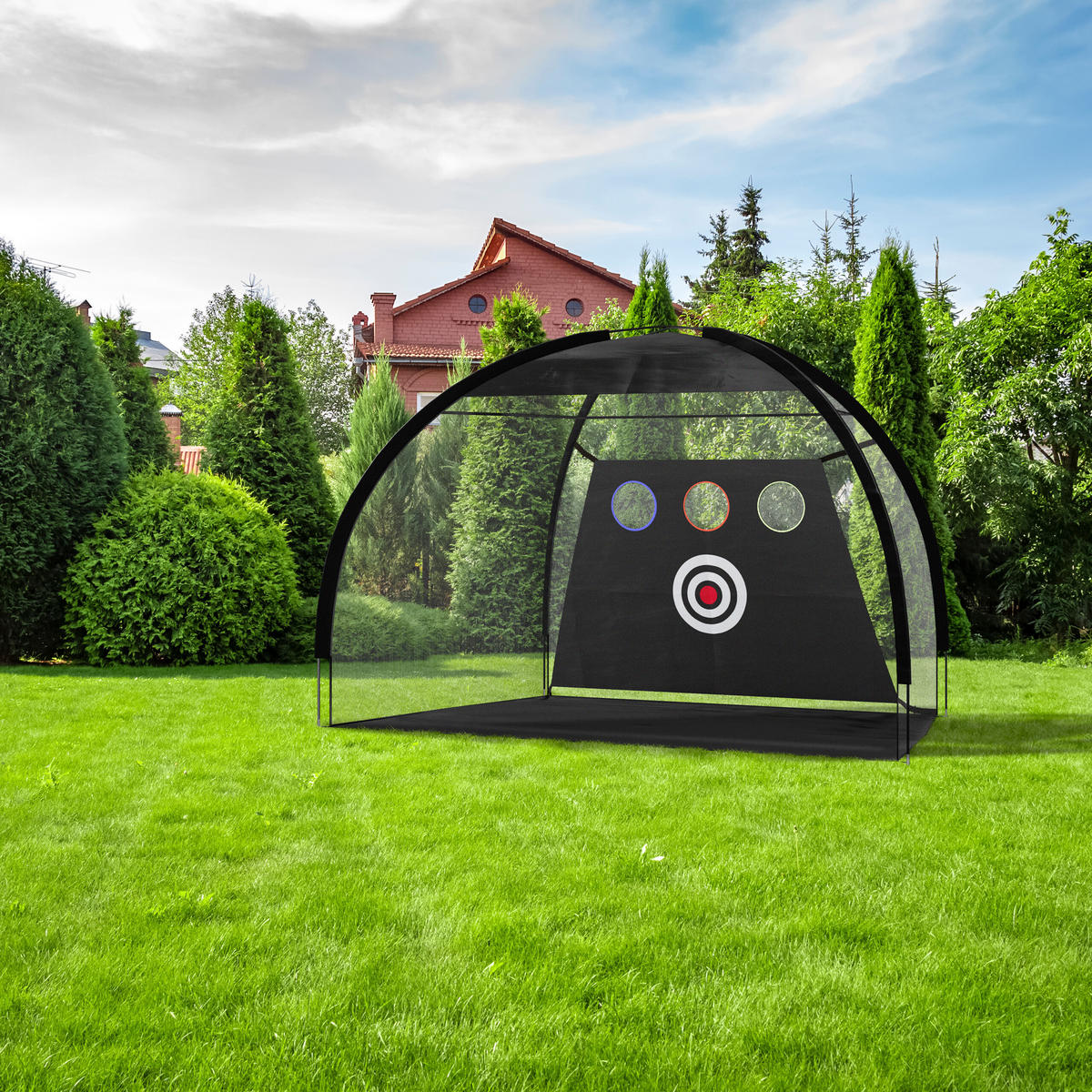 GOLF Übungsnetz - Schwarz, Kunststoff/Textil (300/170cm) - Relaxdays