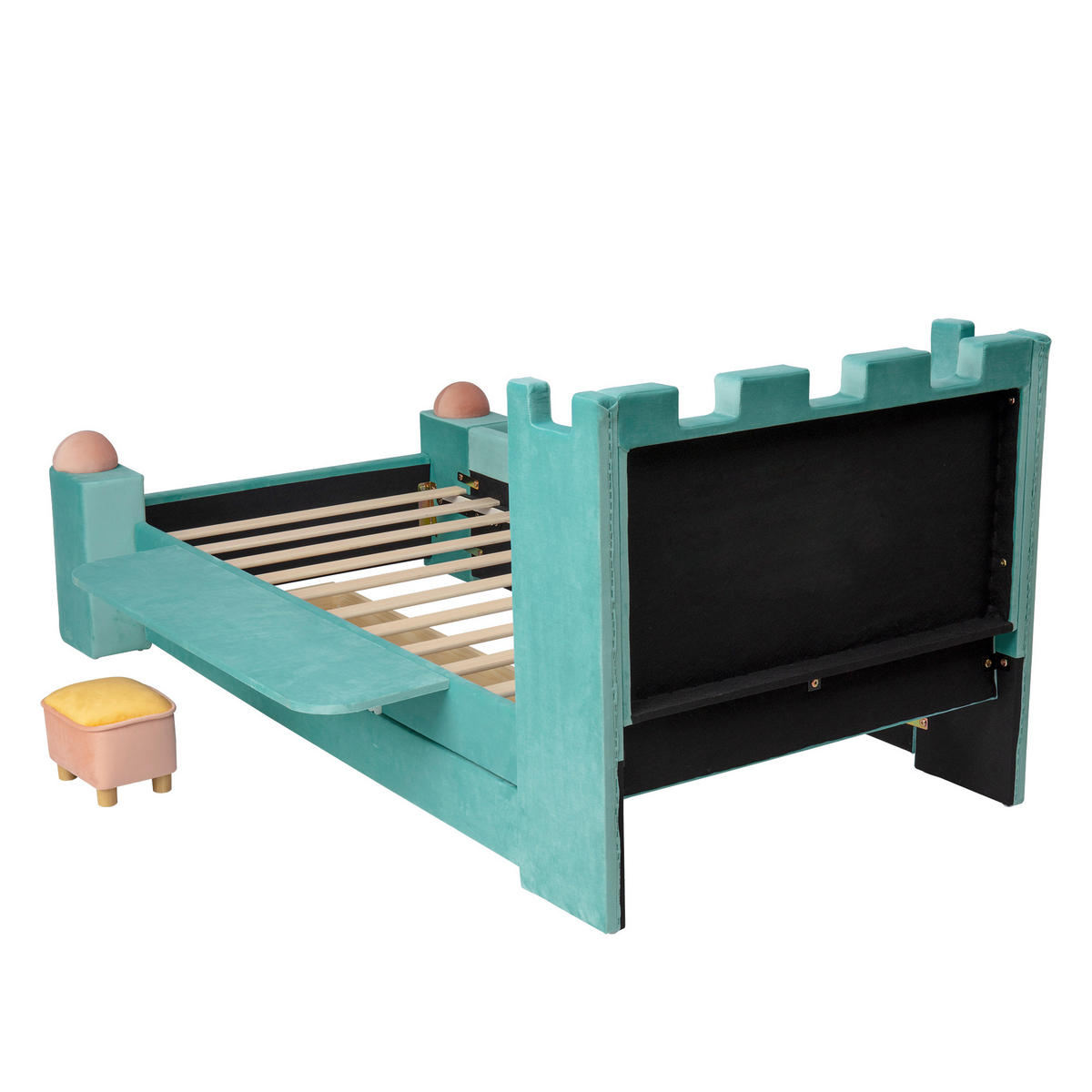 KINDERBETT 90/200 cm DE-32717 Burg-Design mit Ablage und Schublade Blaugrün - Grün, Holz (90/200cm) - ComfortXL