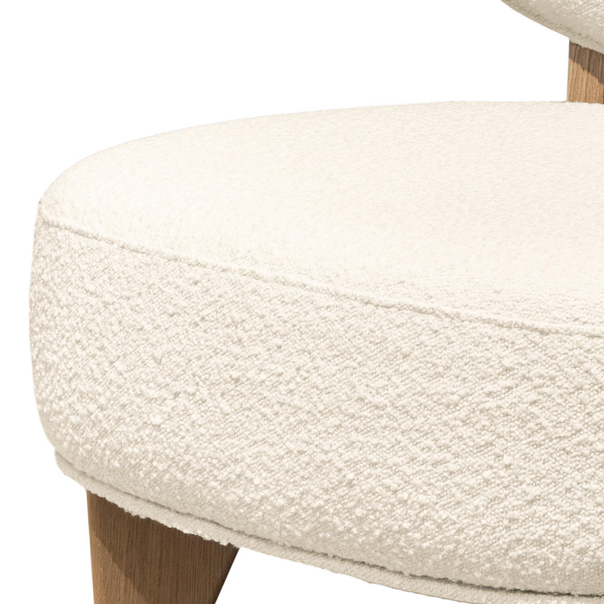 SESSEL - Bouclé - Eichefarben/Creme, Eichenholz/Holz (70/72/79cm) - home24