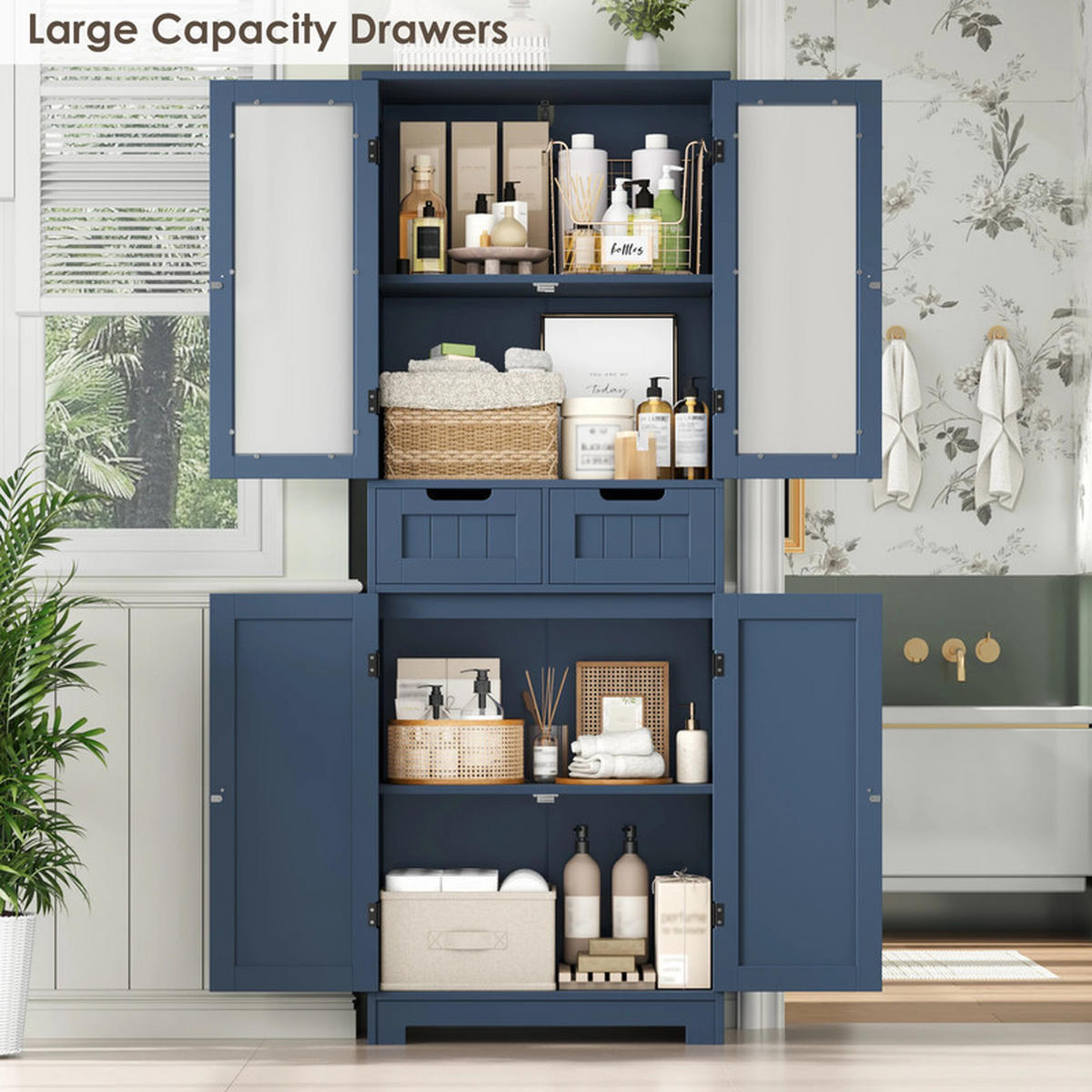 GESCHIRRSCHRANK 60x170x30cm Tiefblau - Dunkelblau, Holzwerkstoff (30/170/60cm) - Bextsrack