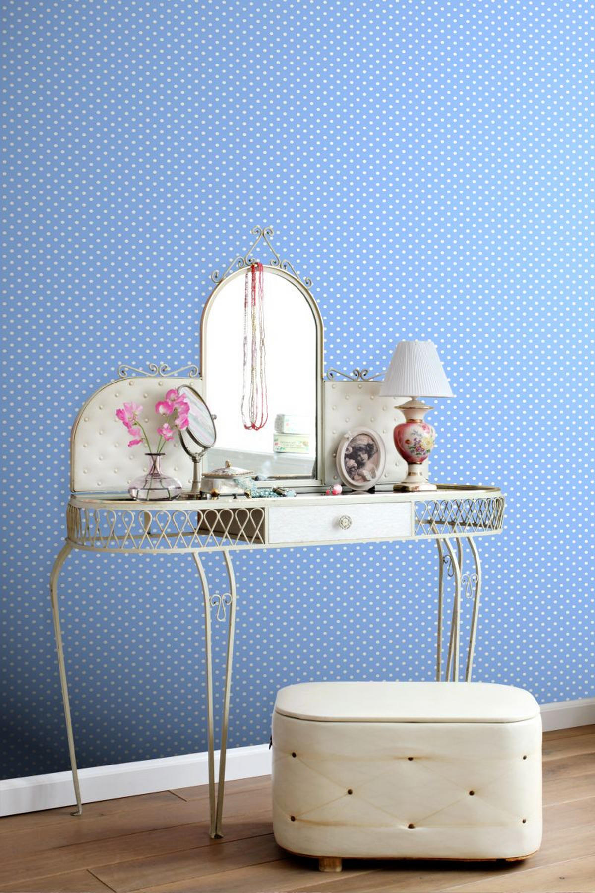 TAPETE Punkte 53 cm x 10.05 m - Blau, Papier (53/0.1cm) - ESTAhome