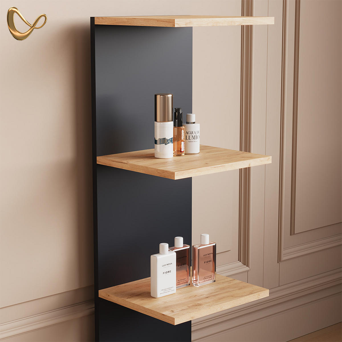 WANDREGAL Vesuvio Anthrazit 30 x 95 cm 2er Set - Anthrazit, Holzwerkstoff (30/95/28cm) - Livinity®