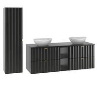 BADMÖBEL Lexa 2er-Set Schwarz - Schwarz, Holzwerkstoff (140.6/52.2/46.5cm) - Petits-meubles