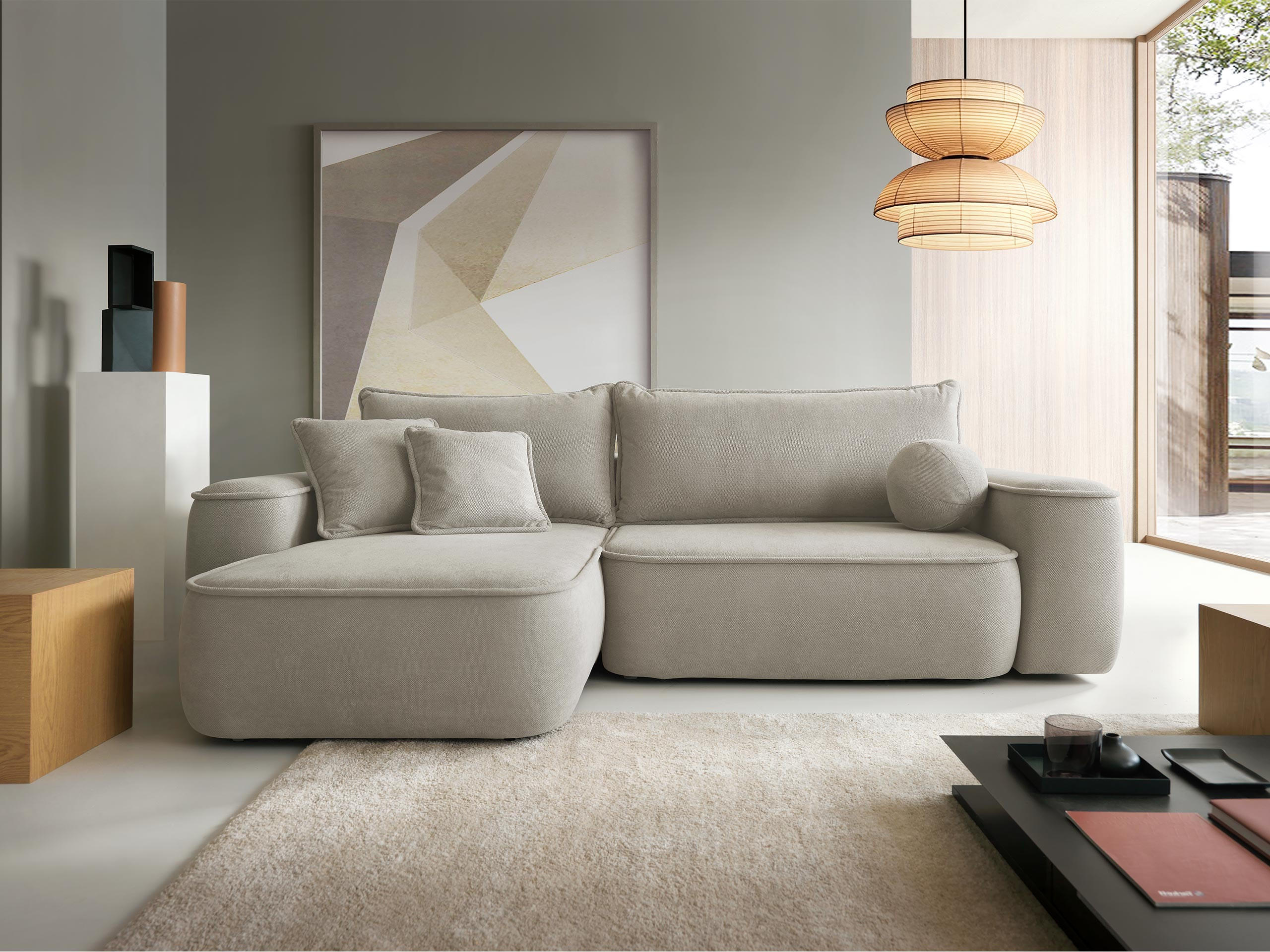 ECKSOFA Sandby - Beige/Schwarz, Holz/Kunststoff (283/168cm) - MIRJAN24