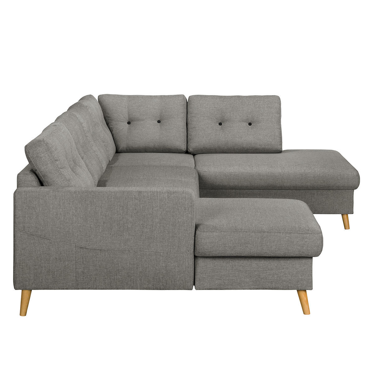 WOHNLANDSCHAFT mit Longchair - Grau, Textil (290/90/200cm) - home24