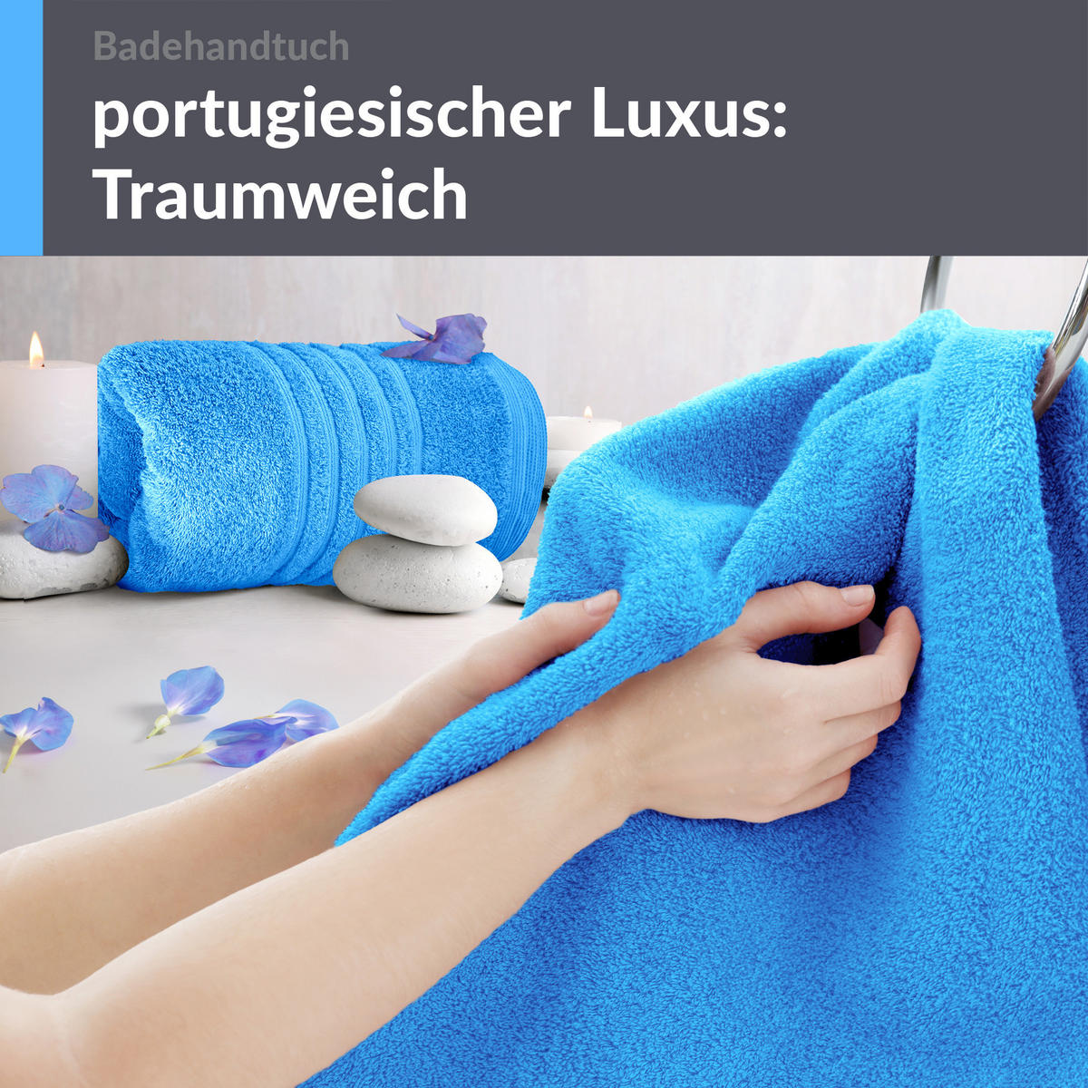 BADETUCH London Capri Blau 2er Set 100x150 - Pastellblau, Textil (100/150cm) - Lashuma