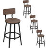 BARHOCKER 4er Set, Metallgestel, Dunkle Holzoptik - Nussbaumfarben/Schwarz, Holzwerkstoff/Metall (51.5/89/51.5cm) - Woltu