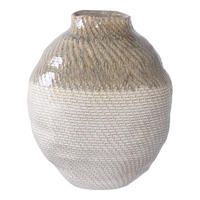 VASE Keramik Weiß / Grün - Hellgrau, Keramik (30.5cm) - tinkaro