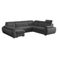 WOHNLANDSCHAFT Boston U, Seite: Links - LC+2P+R+2R - Chromfarben/Grau, Holz/Textil (325/98/260cm) - MIRJAN24