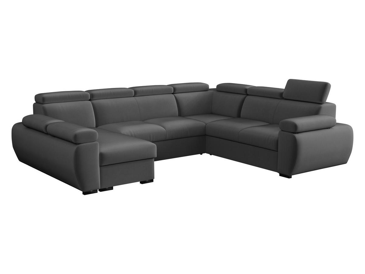 WOHNLANDSCHAFT Boston U, Seite: Links - LC+2P+R+2R - Chromfarben/Grau, Holz/Textil (325/98/260cm) - MIRJAN24