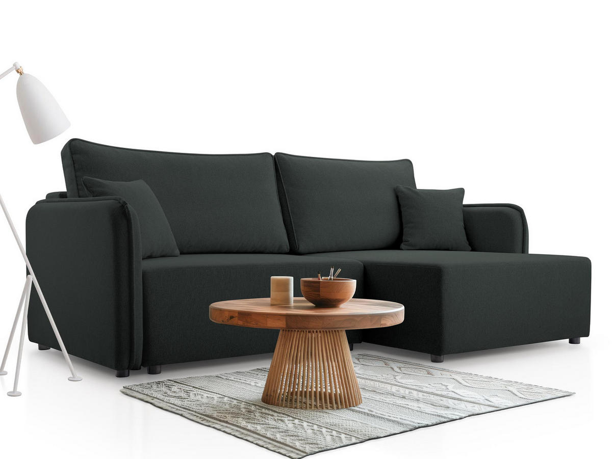 ECKSOFA Malody, Seite: Rechts - Anthrazit/Schwarz, Holz/Kunststoff (227/147cm) - MIRJAN24