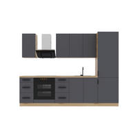 KÜCHENZEILE 280 cm – Nexa K98-G280 – in Grau / Matt - Schwarz/Grau, Holz/Metall (280/212/58cm) - ROYAL24_MARKT