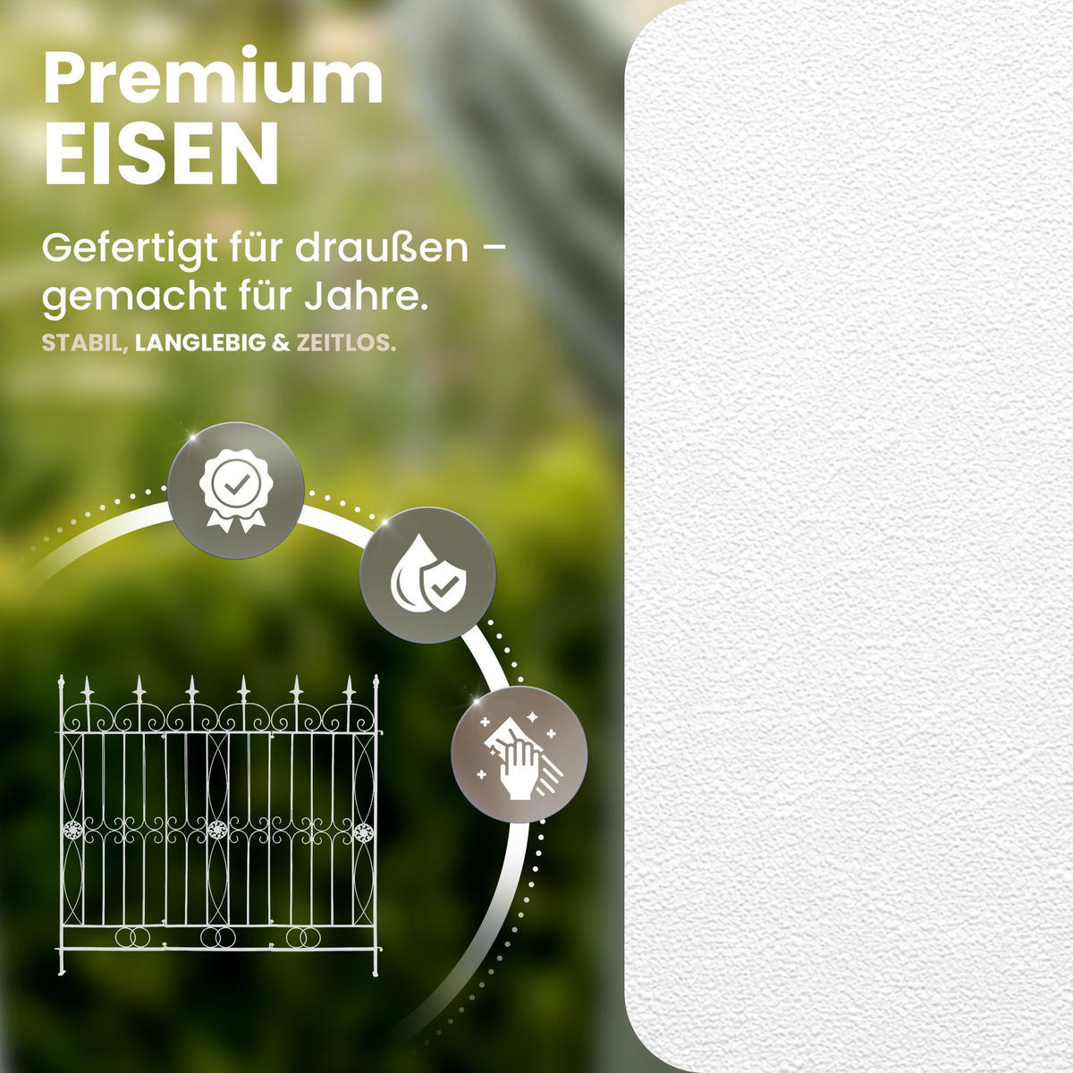 GARTENZAUN Metall Weiß - Weiß, Metall (124/116cm) - CLP