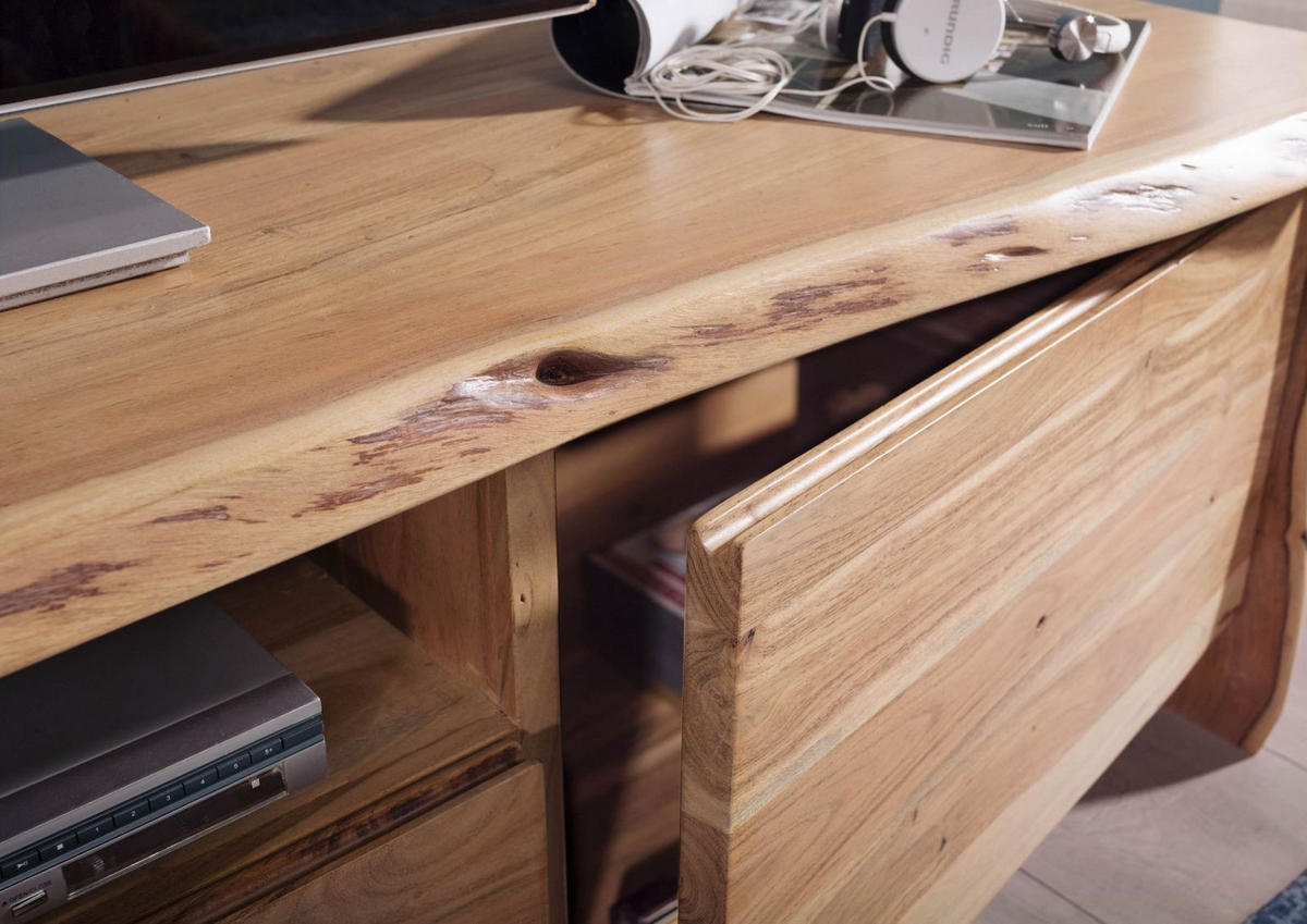 TV-BOARD Akazie 191x45x50 natur lackiert PURE ACACIA #702 - Naturfarben, Holz (191/50/45cm) - Massivmoebel24