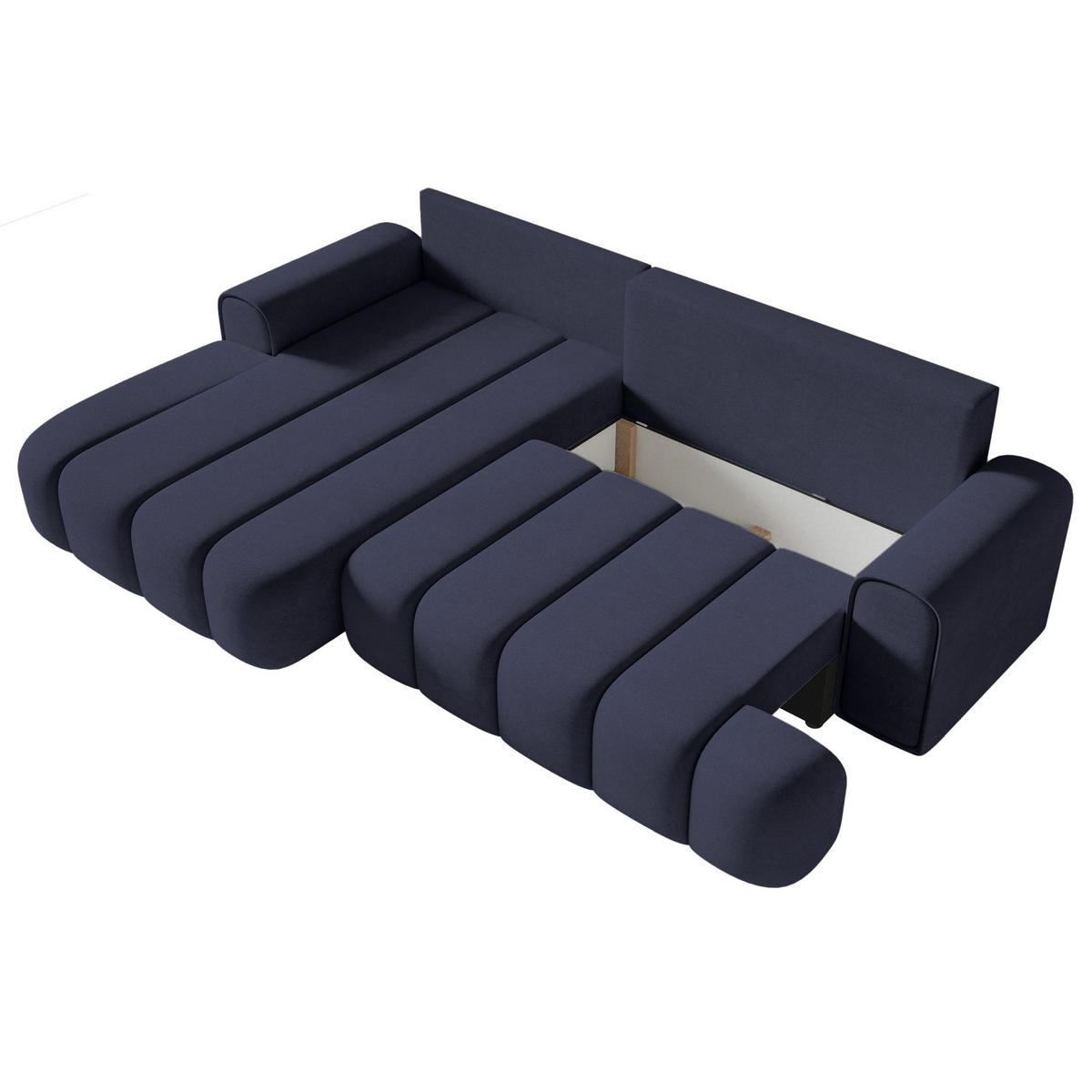 ECKSOFA Dandelino Marineblau mit Samtbezug, links - Schwarz/Dunkelblau, Kunststoff/Textil (275/168cm) - Selsey