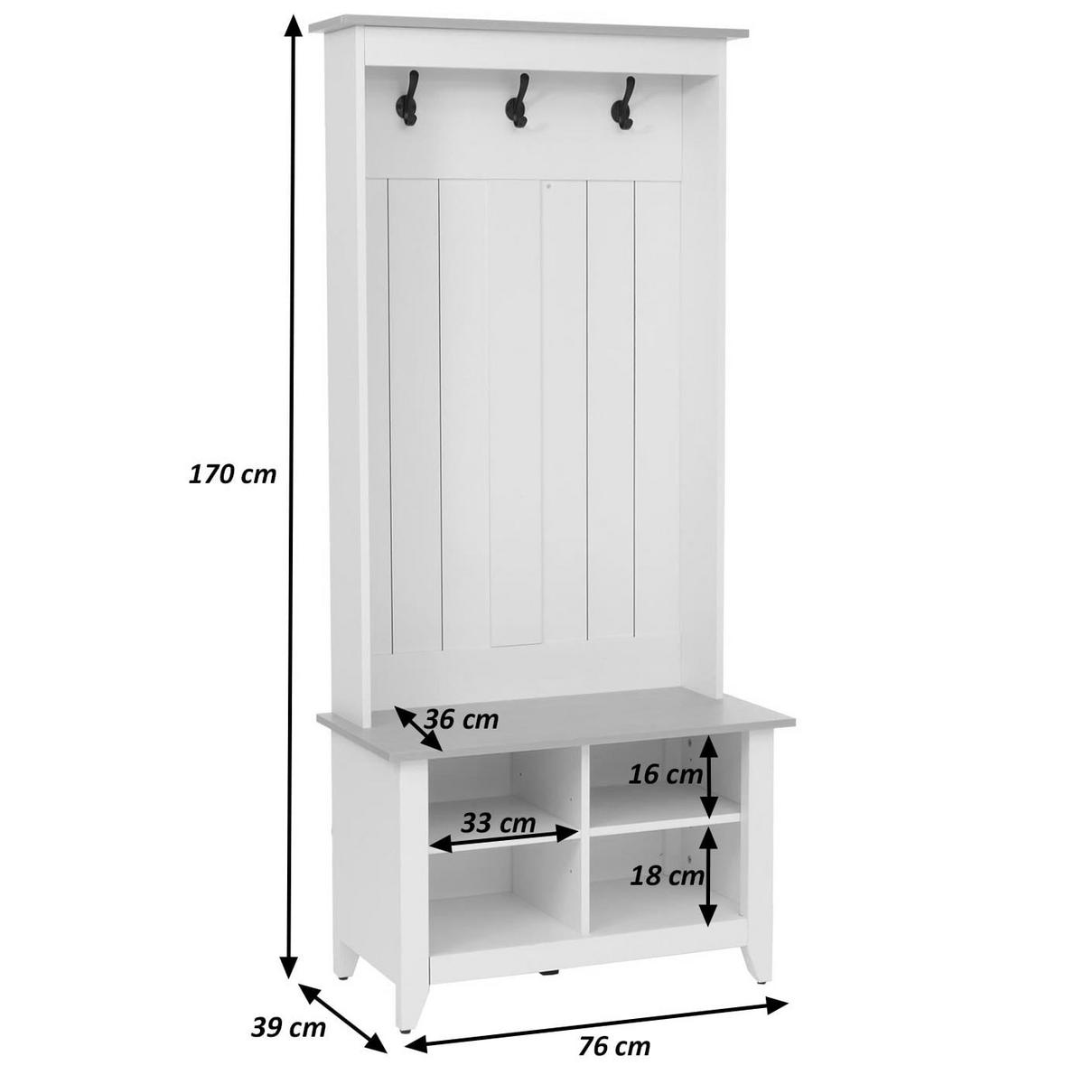 GARDEROBE Weiß, Beige - Beige/Weiß, Holz (76/170/39cm) - MCW