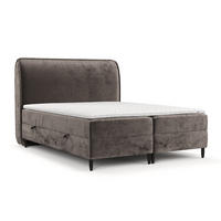 BOXBETT Melba Braun 160/200 cm mit Matratze und Topper - Schwarz/Braun, Holz/Holzwerkstoff (160/200cm) - Maison de Reve