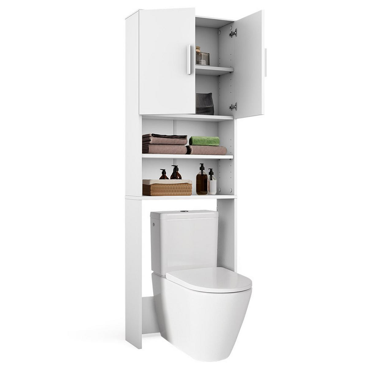 TOILETTENSCHRANK Weiß 64 x 190 cm mit 2 Türen - Weiß, Holzwerkstoff (64/190/26cm) - Vicco