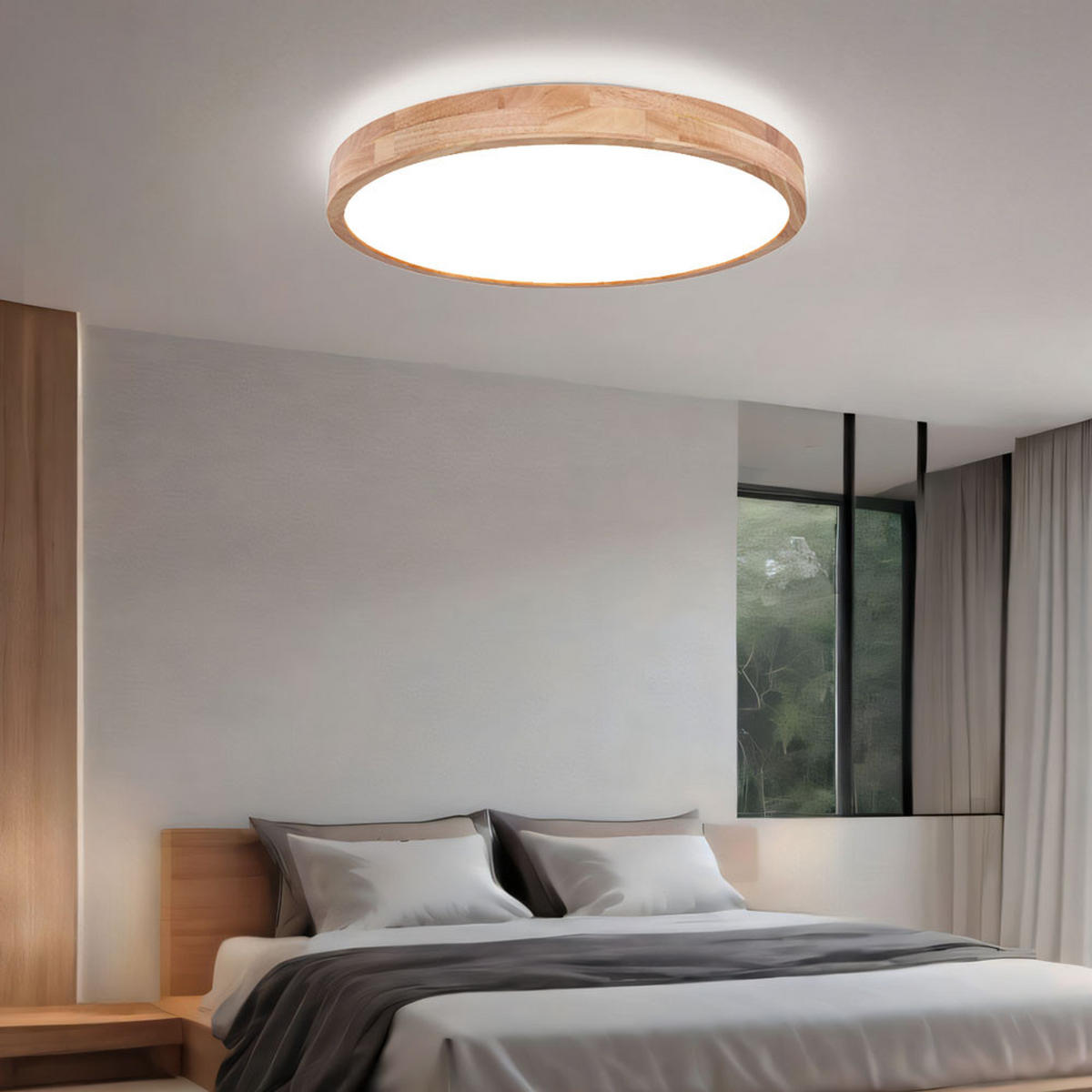 LED DECKENLEUCHTE Holzoptik Braun - Braun, Kunststoff (60/60/10.5cm) - Globo Lighting