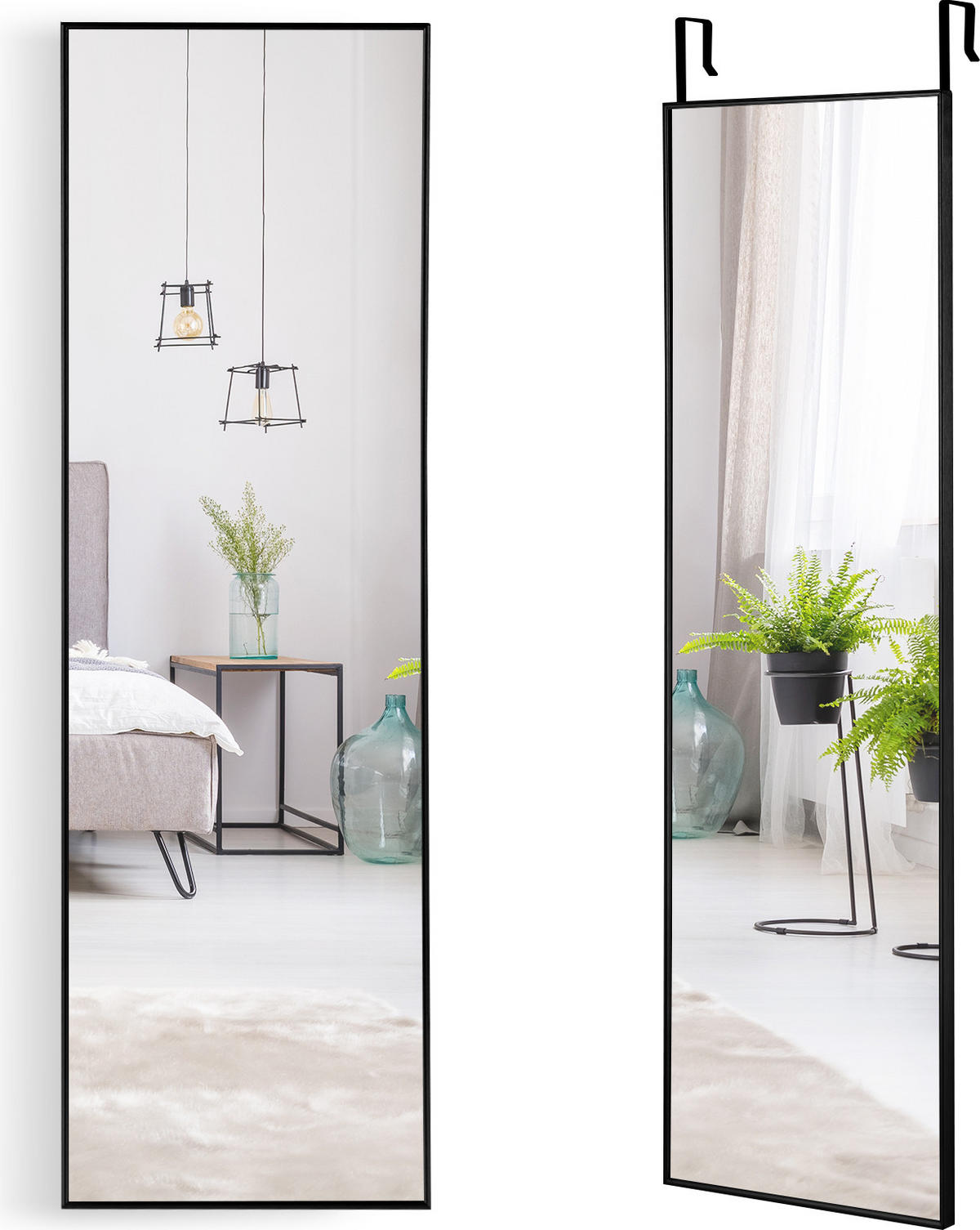 GANZKÖRPERSPIEGEL Schwarz - Schwarz, Glas (2/120/37cm) - COSTWAY