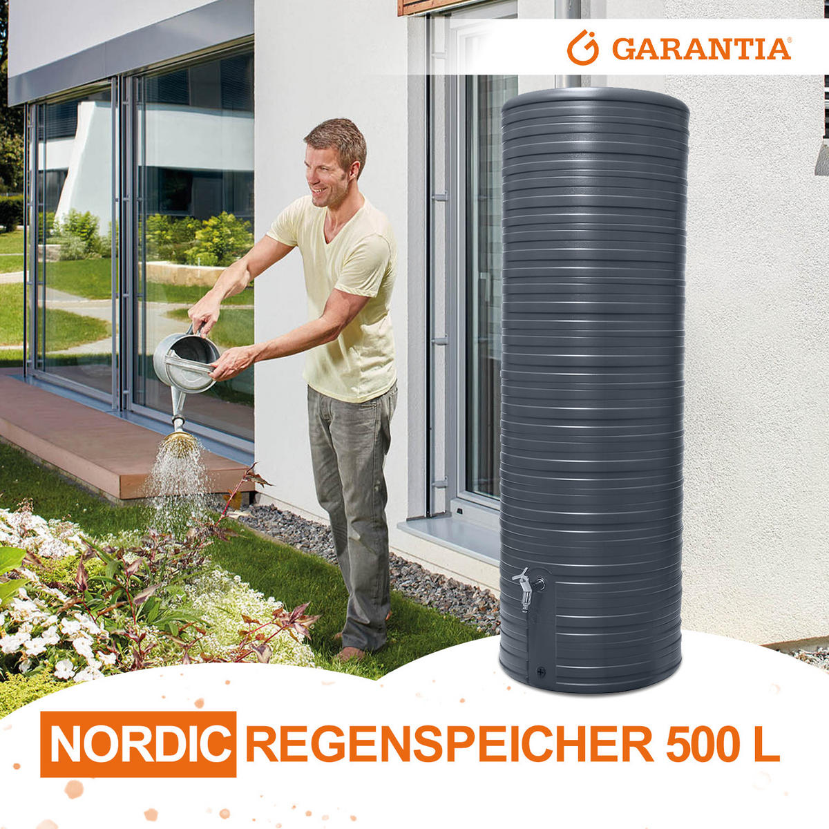 REGENTONNE 500 L, graphite grey - Grau, Kunststoff (61/185/65cm) - GARANTIA
