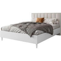 POLSTERBETT Stella 166/211/108 weiß/beige - Beige/Weiß, Holzwerkstoff/Textil (160/200cm) - Beautysofa
