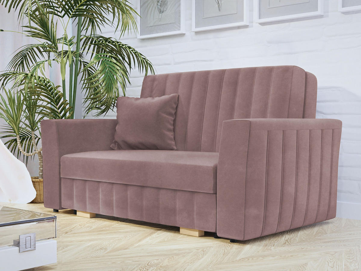 SCHLAFSOFA Viva Glam II - Naturfarben/Rosa, Holz/Kunststoff (145/85/98cm) - MIRJAN24