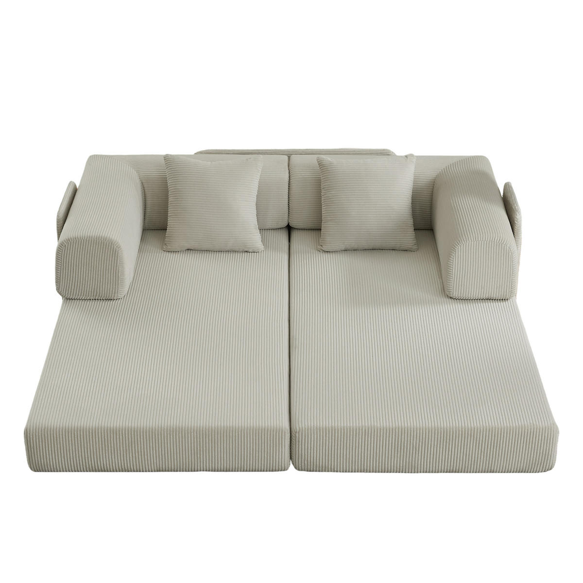 SCHLAFSOFA DE-34938 Tatami-Bodensofa mit 2 Kissen Beige - Beige, Textil (204/65/97cm) - ComfortXL