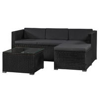 LOUNGEGARNITUR Punta Cana 3-tlg. - Dunkelgrau/Schwarz, Kunststoff - Juskys