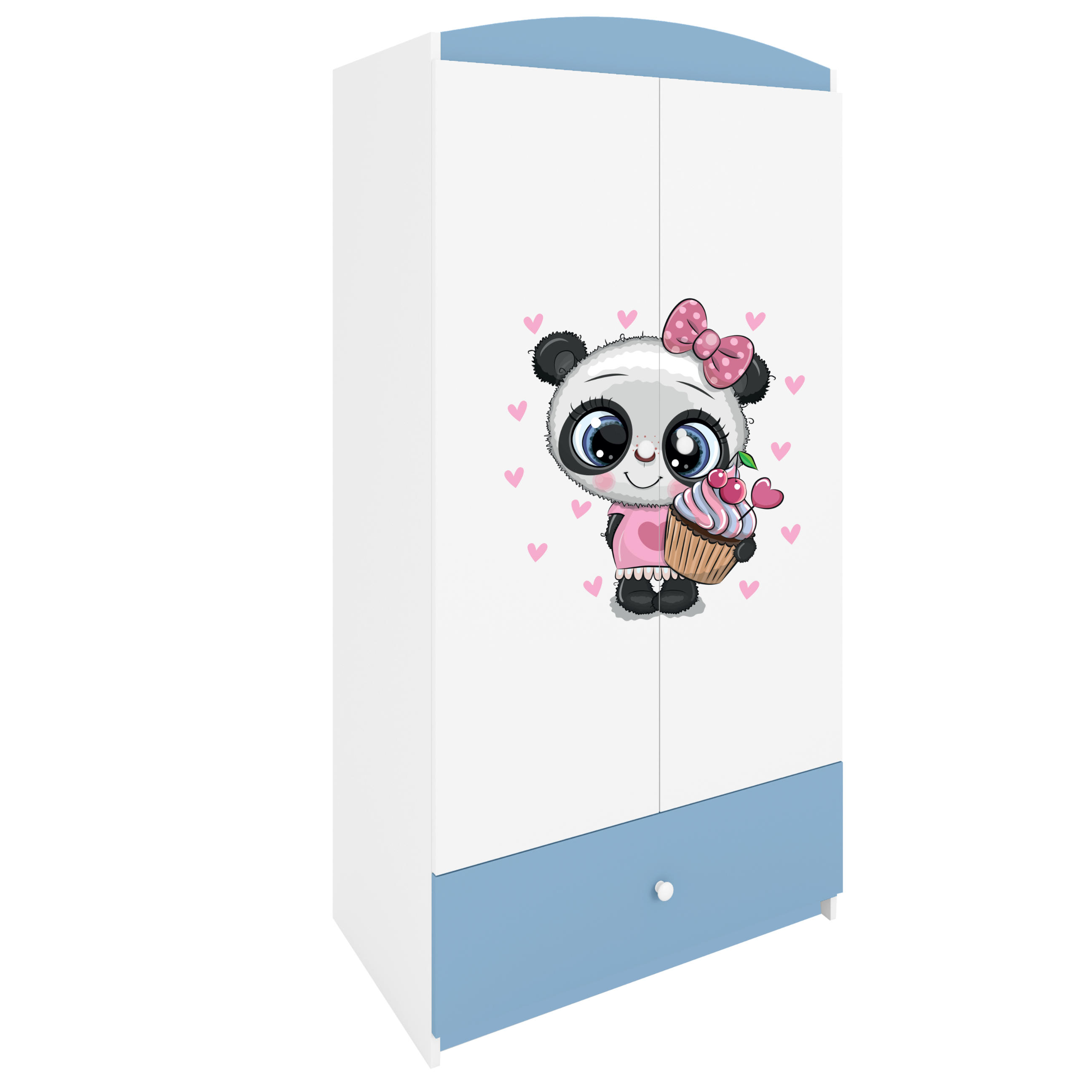 KINDERKLEIDERSCHRANK Panda - Blau, Holzwerkstoff (90/175/52cm) - RAUMHIRSCH FURNITURE
