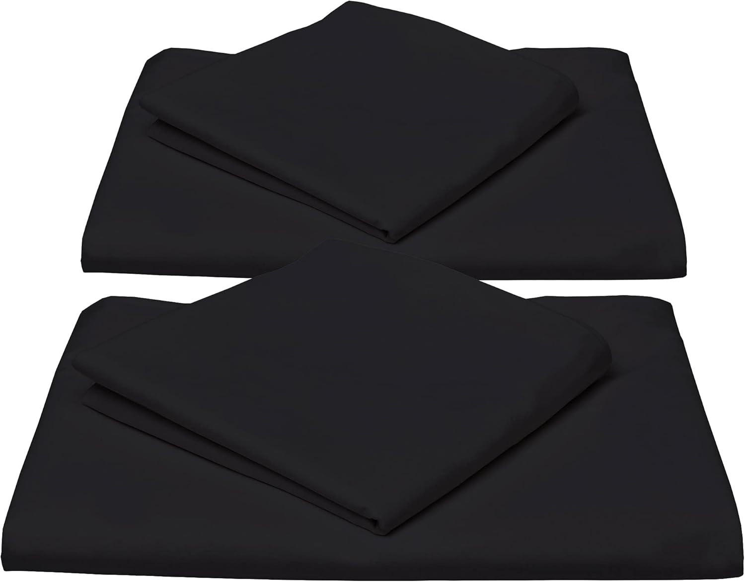 BETTWÄSCHE Julie 155/220 cm + Kissenbezug 80/80 cm Schwarz Renforcé 2er Set - Schwarz, Naturmaterialien/Textil (155/220cm) - Beautissu 